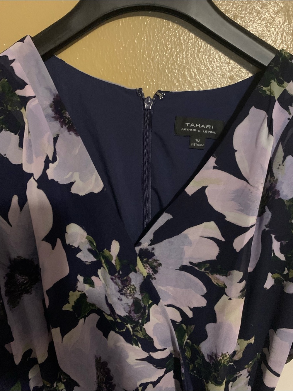 NWOT Tahari Navy Dress with Lilac Floral Print - Picture 3 of 3